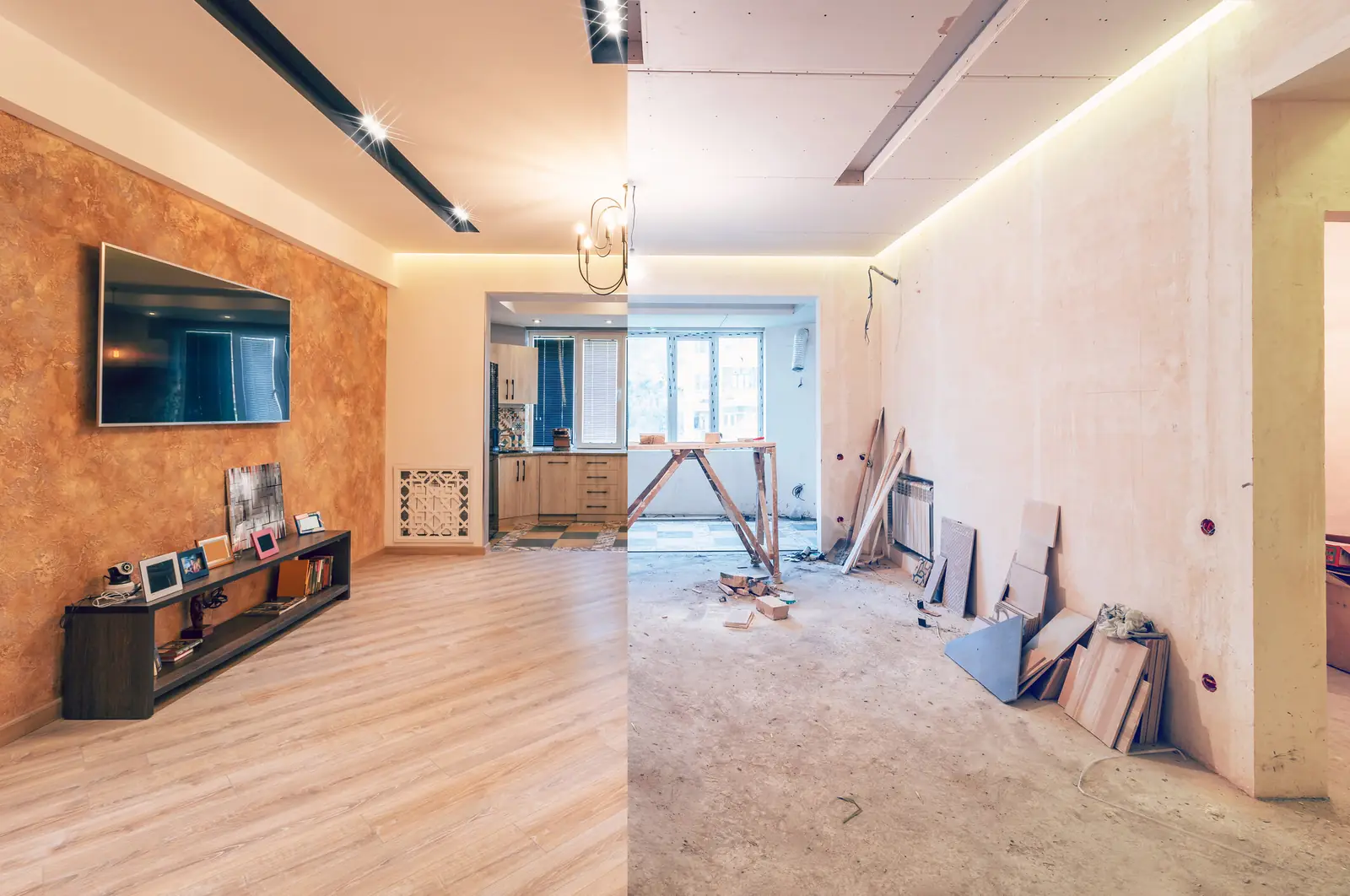 Interior walls spray painted