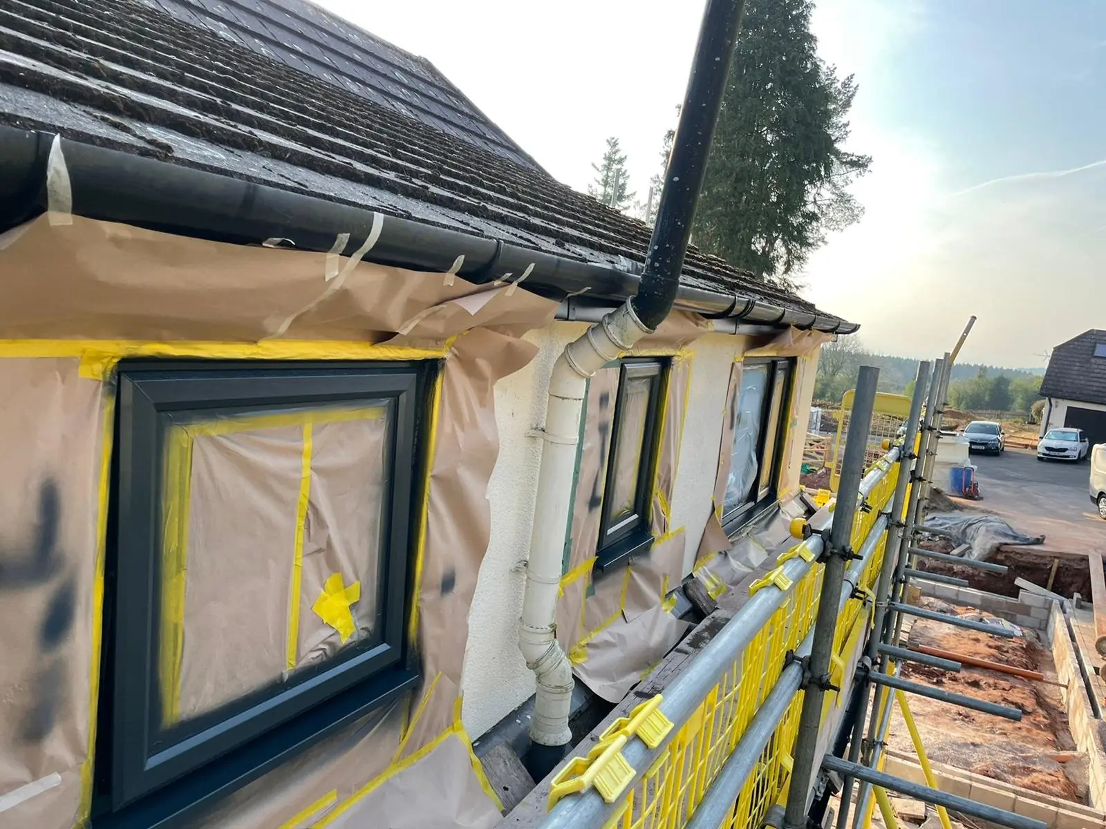 House with resprayed uPVC windows
